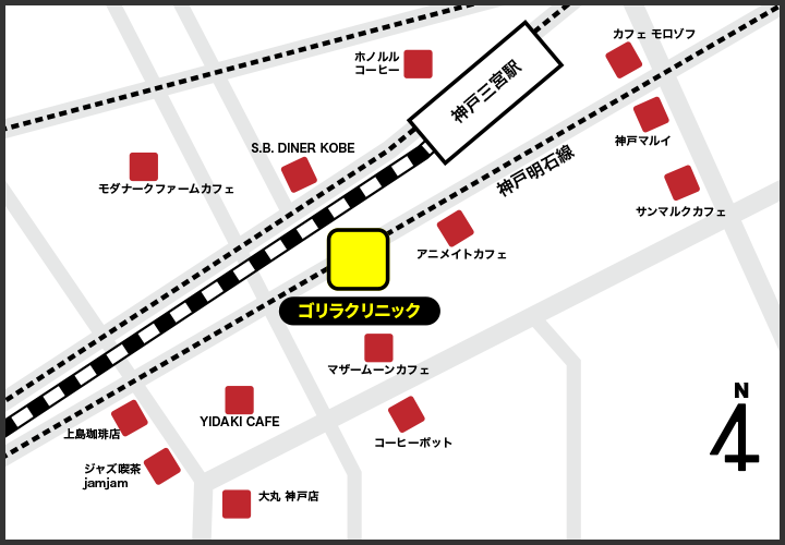神戸三宮院の周辺スポット地図