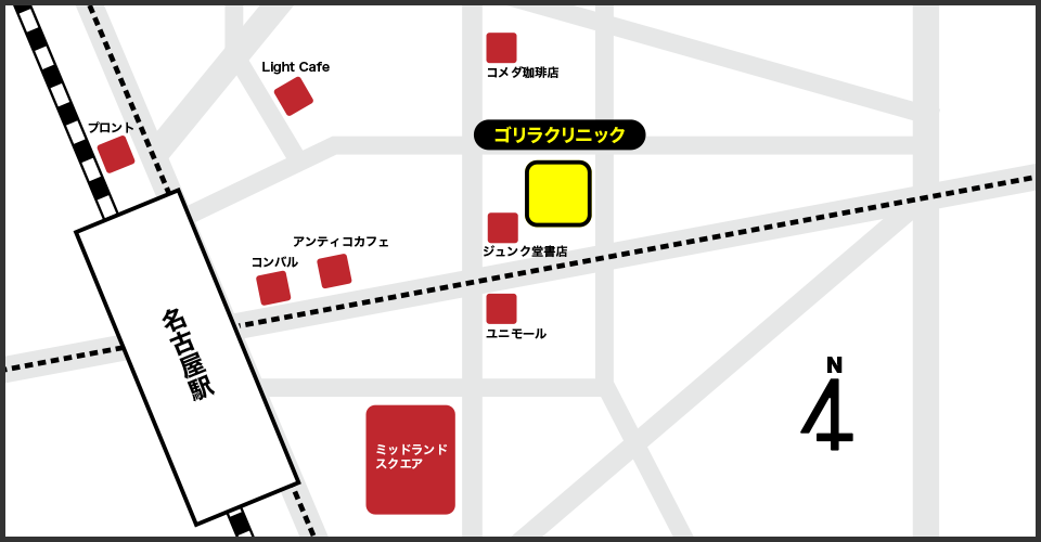 名古屋駅前院の周辺スポット地図