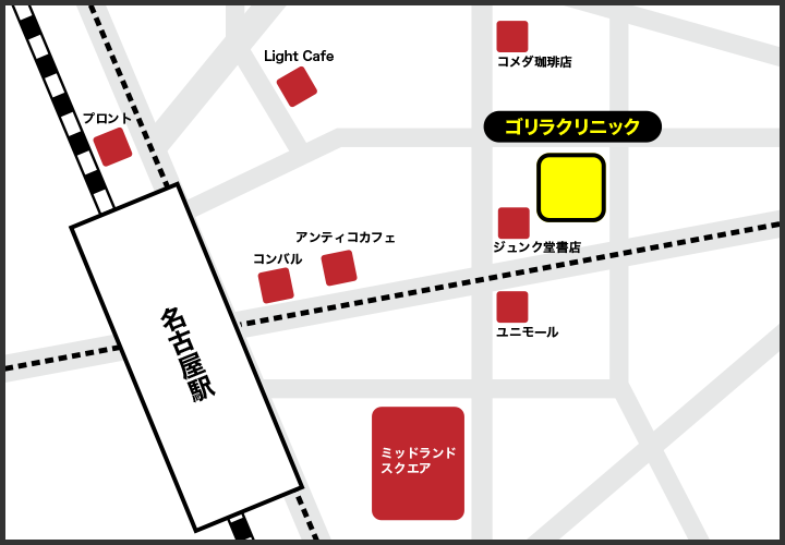 名古屋駅前院の周辺スポット地図