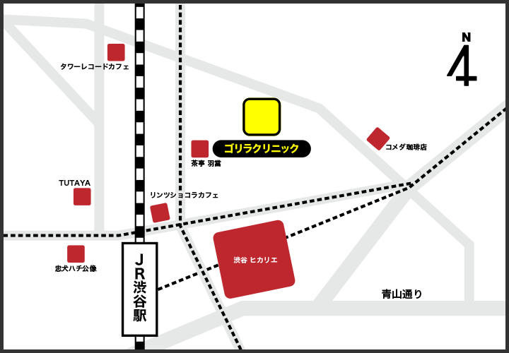 渋谷院の周辺スポット地図
