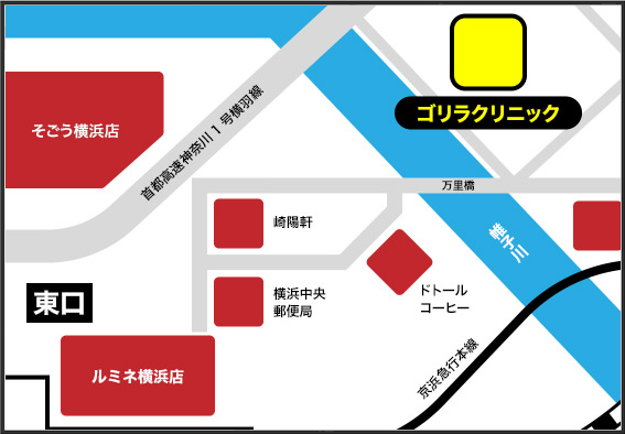 横浜院の周辺スポット地図
